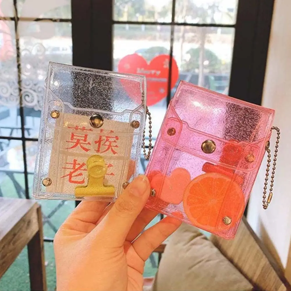 Fashion Pink Transparent With Keychain Sequin Coin purse Lipstick bag Mini Comestic bag Key wallet