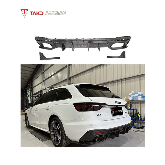 CARBON Brand All-Dry Carbon Fiber Light Weight Rear Bumper Lip Diffuser GEN 2 For AUDI A4 S4 PA B9.5