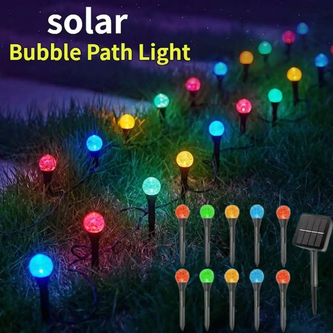 30 LED Solar Bubble Ball String Lights Waterproof 8 Modes Outdoor Garden Pathway Lawn Patio Yard Trail Landscape Decor Lighting