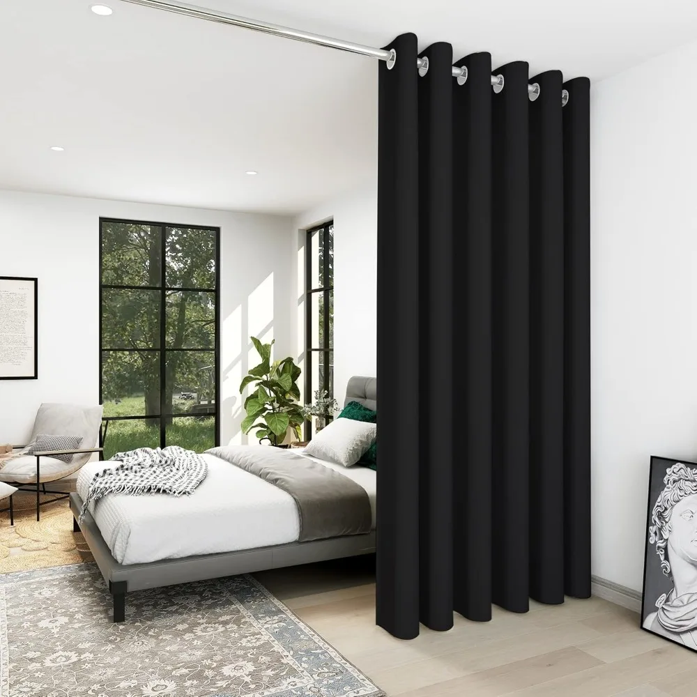 

Deconovo Room Divider Curtains for Office (10ft Wide x 8ft Tall, 1 Panel, Black) Blackout