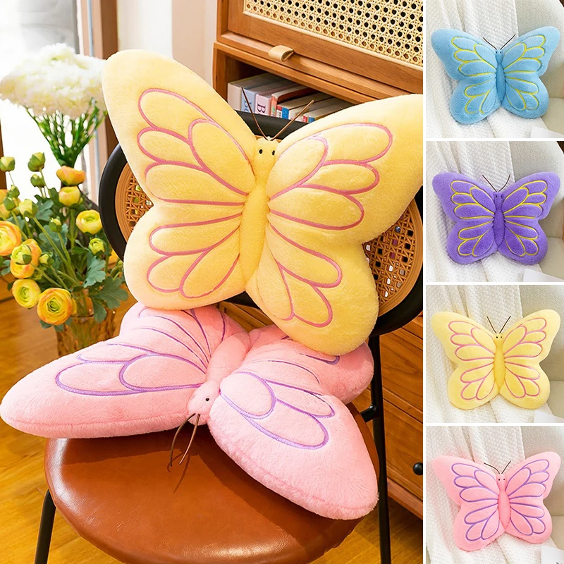 

Colorful Butterfly Shape Throw Pillow Plush Stuffed Cushion Cozy Cotton Filling for Home Decor Birthday Gift Friends Present