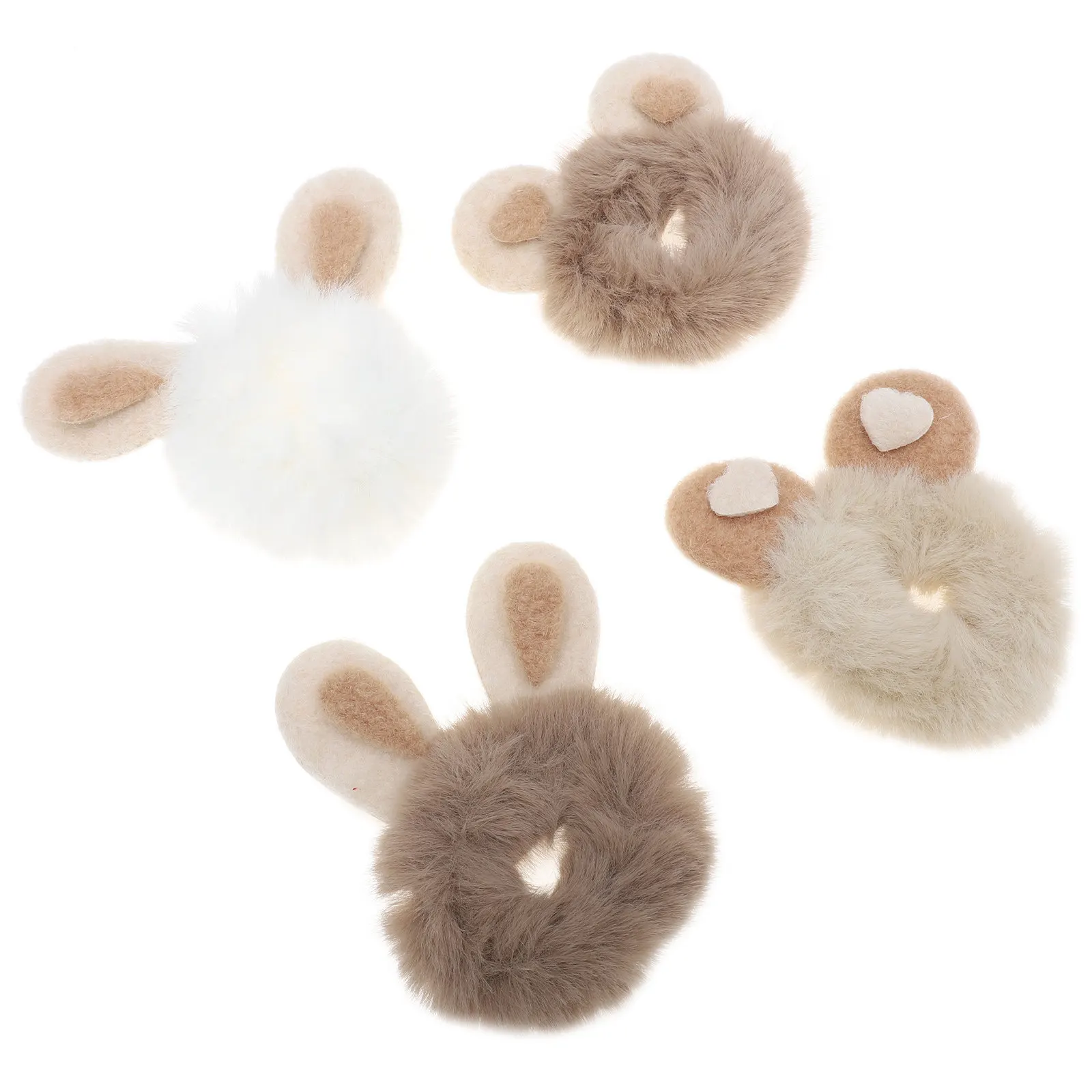 

4Pcs Bunny Ear Hair Rings Unique Hair Ties Girls Ponytail Scrunchy Holders Fashion Hairbands Versatile Headdress