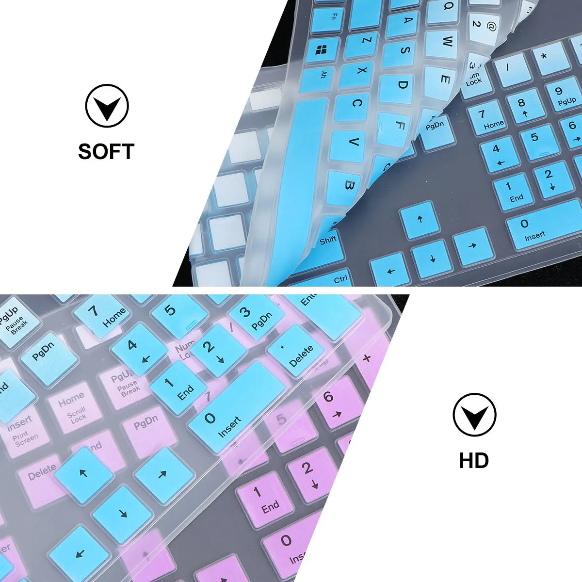 

2pcs Silicone Keyboard Skin Waterproof Thin Protective Film For Kb216P Kb216T Wk636 Gradient Blue Purple Dust Proof Cover