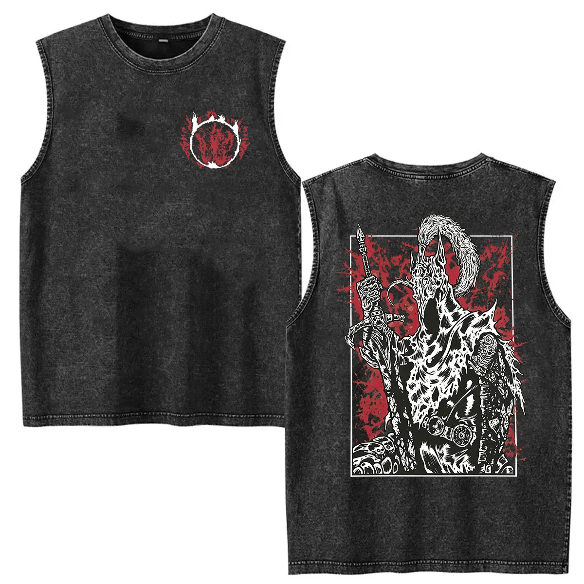 2026 Game Dark Souls Praise The Sun Washed Vest T Shirt Men's Summer Fashion Vintage Oversized T-shirt Tank Top 100% Cotton Tees view 4