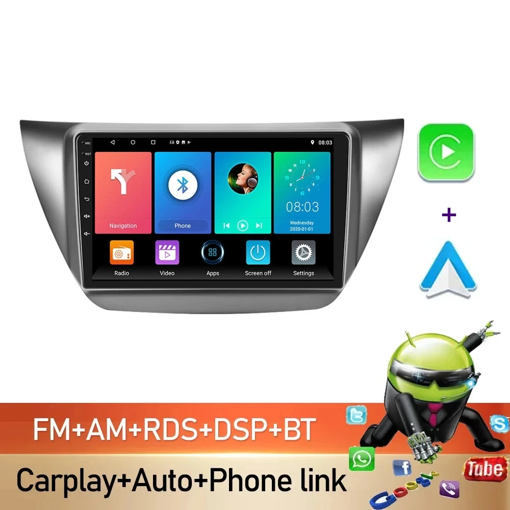 

For Mitsubishi Lancer 9 CS 2000 2001-2010 Android 14 2 Din Car Radio Multimedia Player 4G Carplay Auto Stereo Speakers Head Unit
