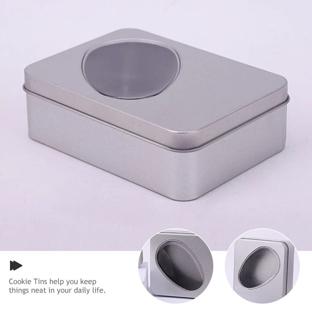 

4 Pcs Tin Boxes with Window Clear Lid Storage Containers Cookies Candy Holiday Decorative Small Biscuit Packaging Christmas