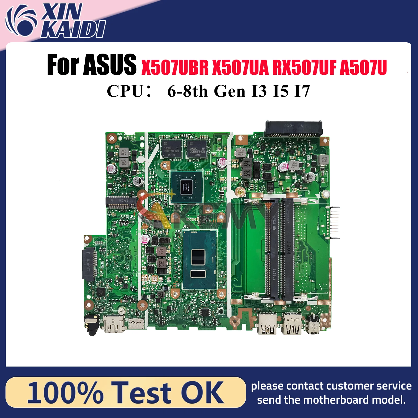 

X507UBR Laptop Motherboard For ASUS X507UA X507UAR X507UB X507UF Y5000U X507UFR X507U R507U A507U F507U Mainboard I3 I5 I7 CPU