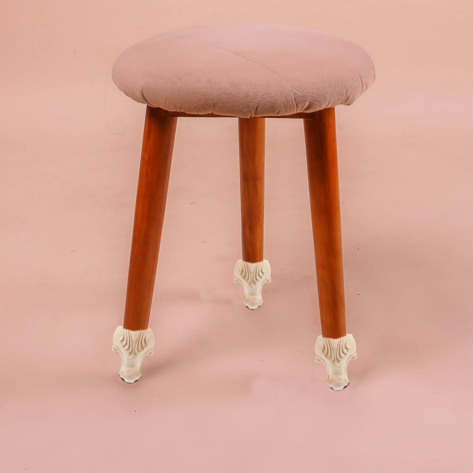 

4 pcs Vintage Furniture Legs Wooden Table Legs Embossed Design Decorative Sofa Feet For Chairs Cabinets Home Office Use