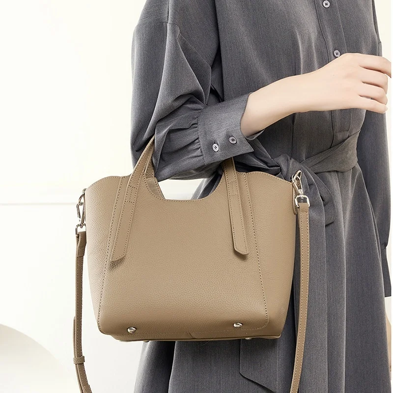 Genuine Leather 2024 New Commuter Women's For Mom's Gift High End And Atmosphere Handbag Single Shoulder Crossbody Bag