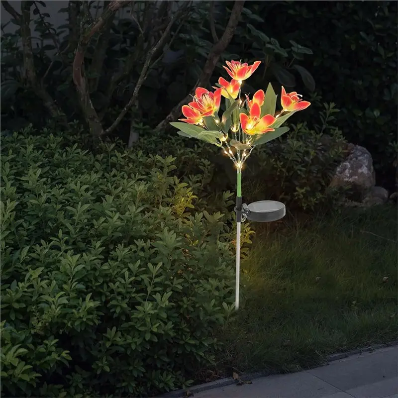 【HAPPY】Solar Garden Light 7-Head Solar Swaying Orchid Light 42 Warm Leds Outdoor Solar Light Waterproof Solar Flowers Garden Dec