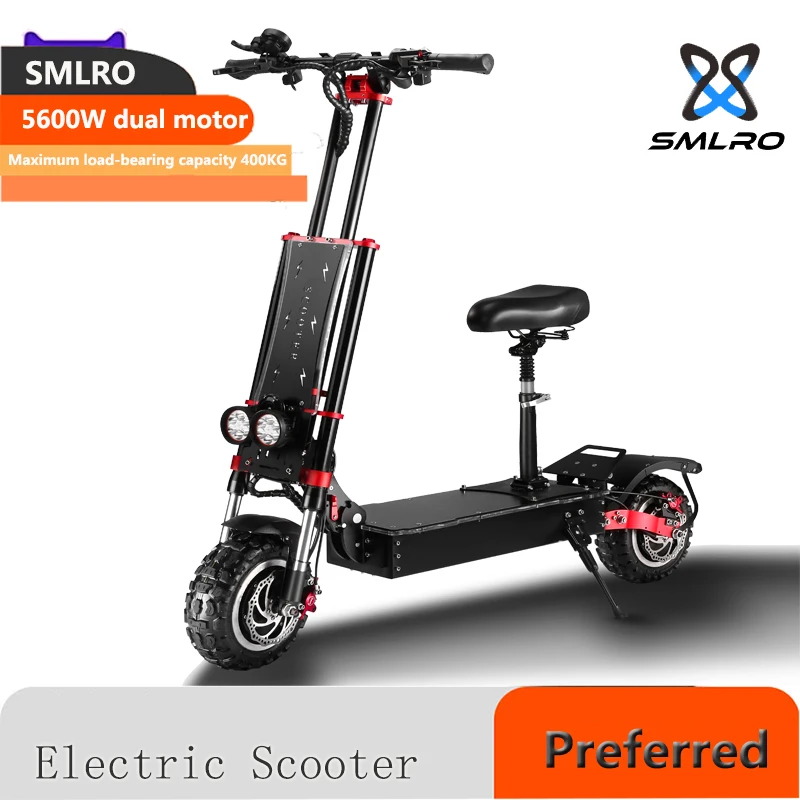 Electric Scooter Adult 60V 5600W 13 Inch 11 Inch Road Tires Off-Road Tires E Scooter Dual Drive Electric Folding Scooter Gift