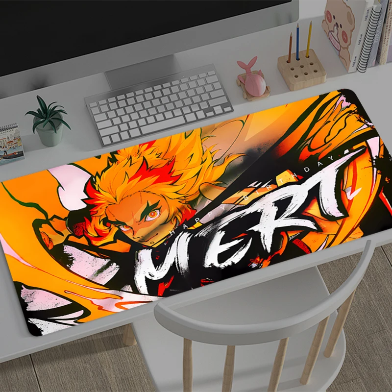 

Mouse Pad Large Demon Slayer Rengoku Kyoujurou Gamer Keyboard Mat Pads Gaming Desk Protector Mousepad Deskmat PC carpet Mousepad