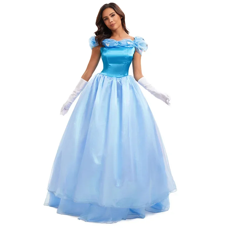 Disney Prinzessin blau Kleid Bühne Performance Kostüme setzt Halloween Schnee wittchen Cosplay Kostüme Aschenputtel Cosplay Kostüme