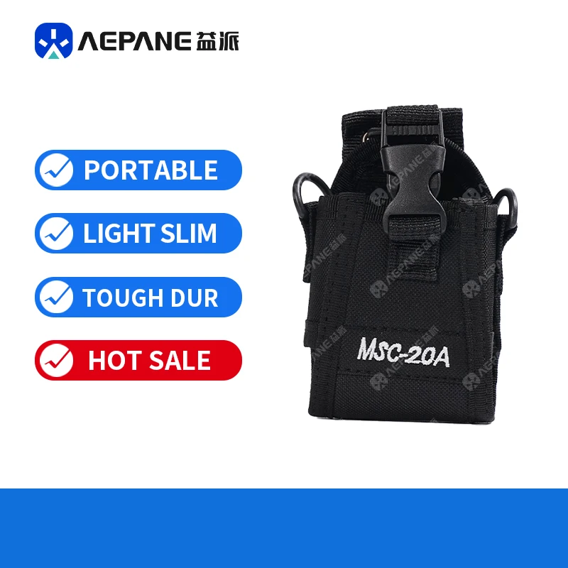 MSC-20A Nylon Walkie Talkie Holster With Quick Release Buckle And Carabiner Clip Portable Two Way Radio Carry Storage Pouch
