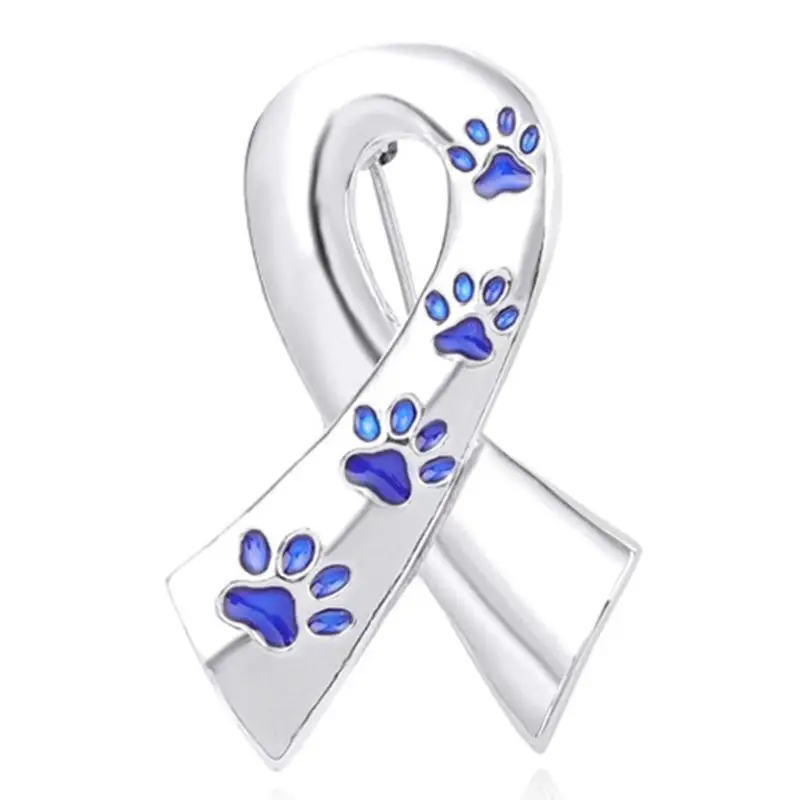 

31BB Pet Dog for Cat Paw Print Ribbon Brooch Pin Fundraiser Campaign Events Breastpin Evening Skirt Corsage Valentine's Day G