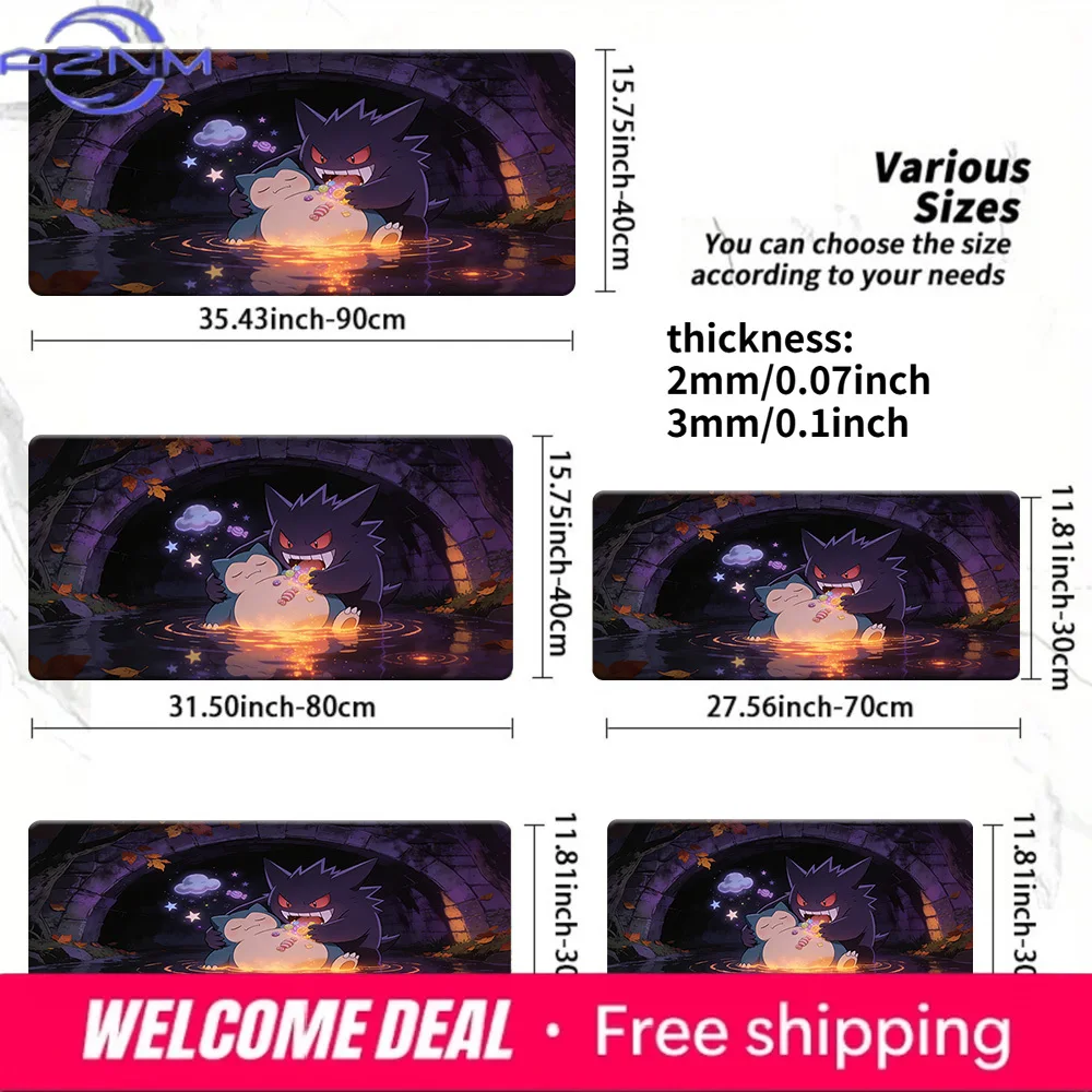 Pokemon Gengar & Snorlax Cozy Cave Large Gaming Mouse Pad Multiple Sizes TCG Playmat