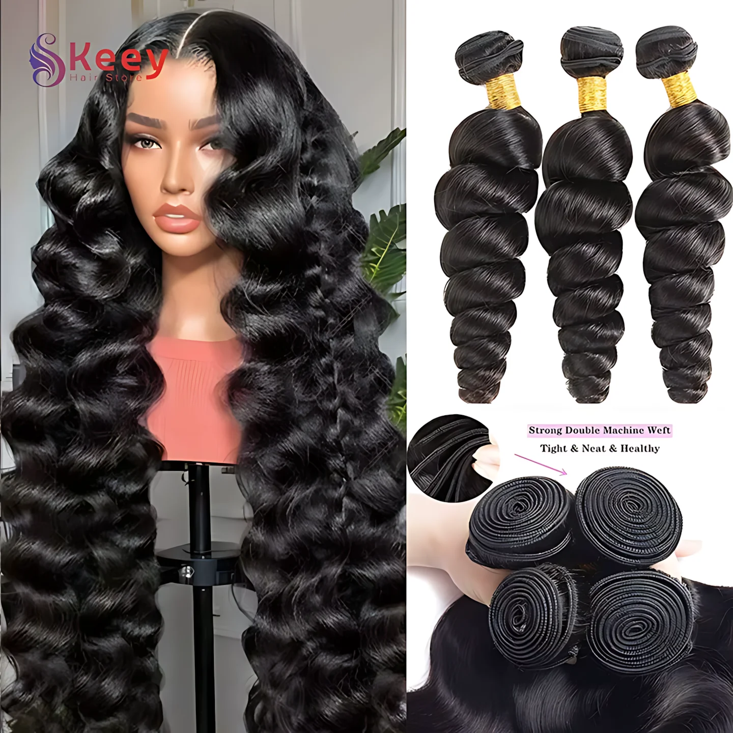 Fasci di capelli grezzi a onda profonda 3/4 pezzi colore naturale 100% fasci di capelli umani brasiliani Remy 16-34 pollici cucire in fasci di tessuto rapido