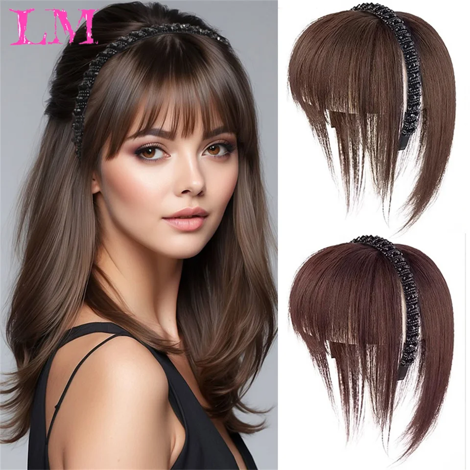 

LM Synthetic Long Straight Headband Wig Clip in Hair Extension Fluffy Natural Half Wig Daily Straight Wig With HairBand