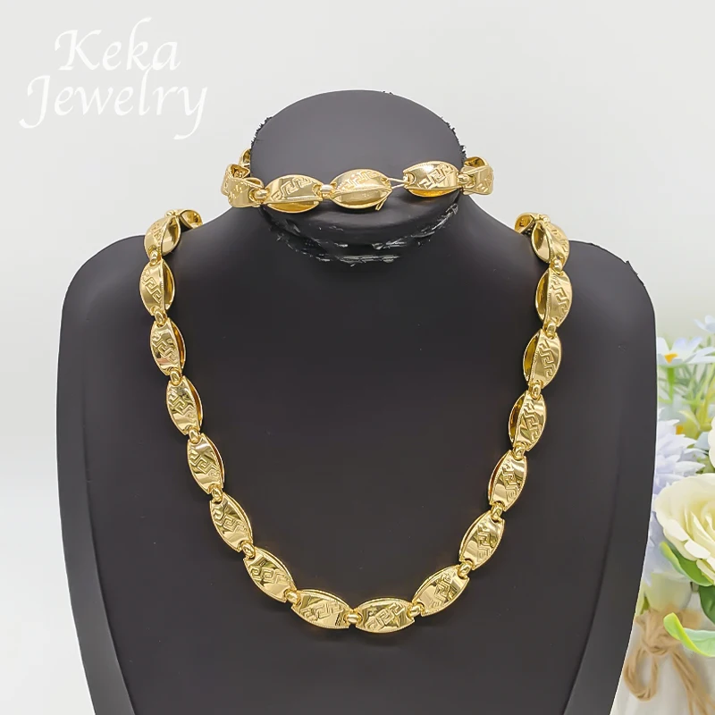 Fashion High Quanlity 24inch Necklace Gold Plated Jewelry Set for Woman Bracelet Engagement Jewellery for Party Wedding Gifts