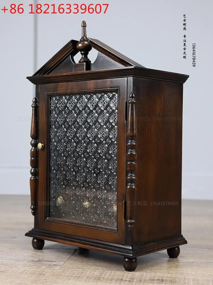 

Ретро твердая древесина бегония цветок витраж церковь небольшой декоративный шкаф для хранения небольшой подвесной шкаф