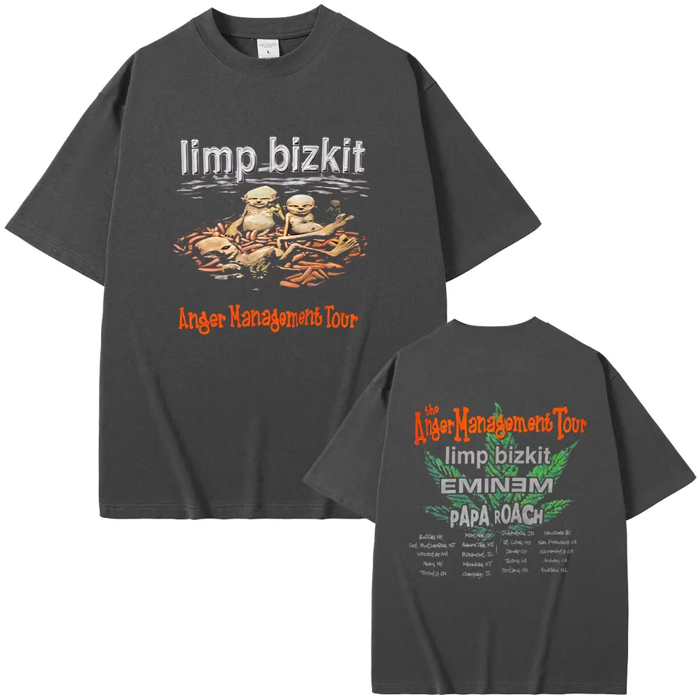 Rock Band Limp Bizkit Anger Management Tour T Shirts Men Women Casual Soft Cotton Oversized T-shirt Male Eminem Print Streetwear