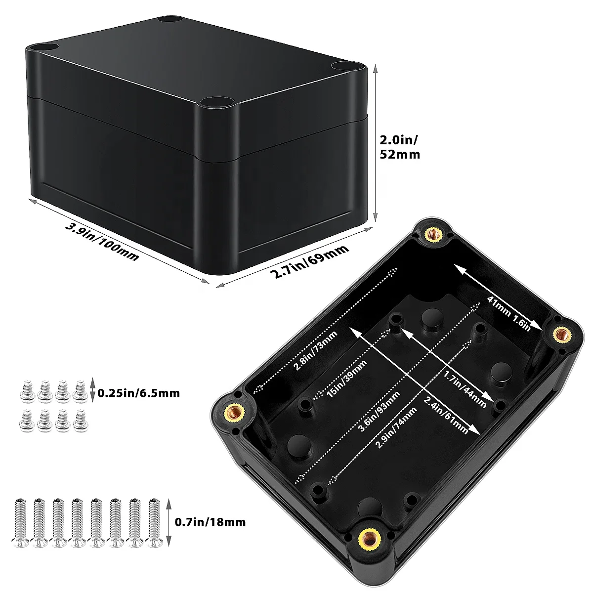 Black Waterproof Plastic Enclosure Box Electronic Instrument Case Electrical Project Outdoor Junction Box