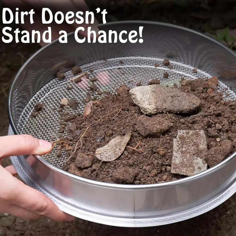 Soil Sieve Set Stainless Steel Frame with 5 Interchangeable Mesh Inserts Heavy Duty Garden Compost Sifter for Gravel Soil Sand C