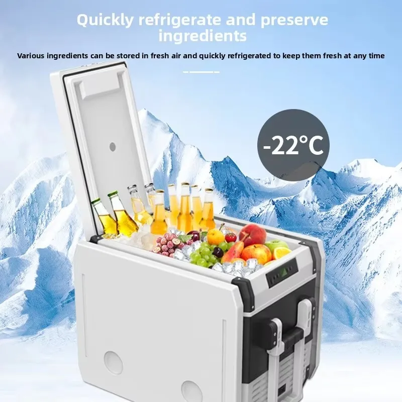 ثلاجة سيارة سعة 45 لترًا مع ضاغط تبريد 12 فولت، ثلاجة مركبة خارجية متعددة الوظائف