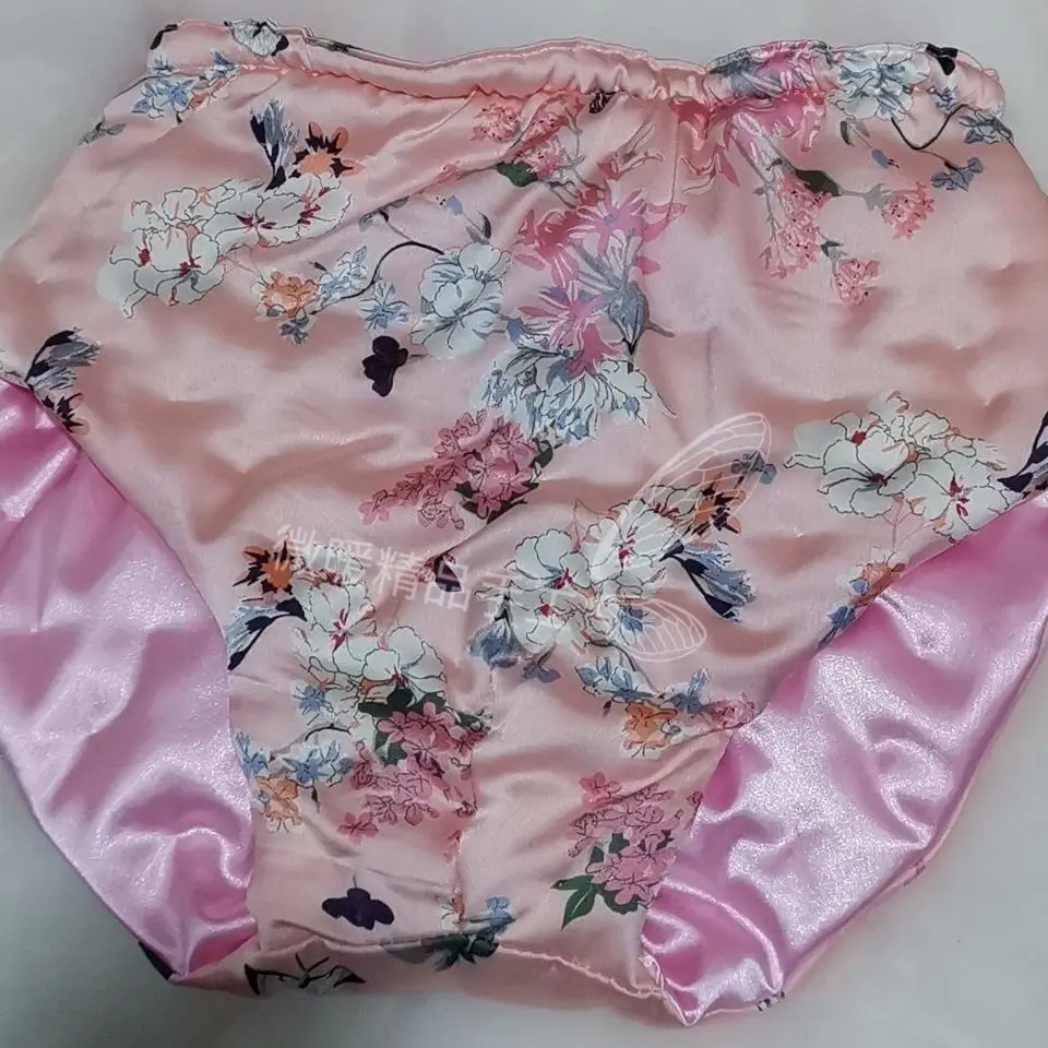 Autumn Winter Cotton Glossy Ice Silk Satin Lingerie Panties Plus Size Underwear Sexy Medium Waist Briefs