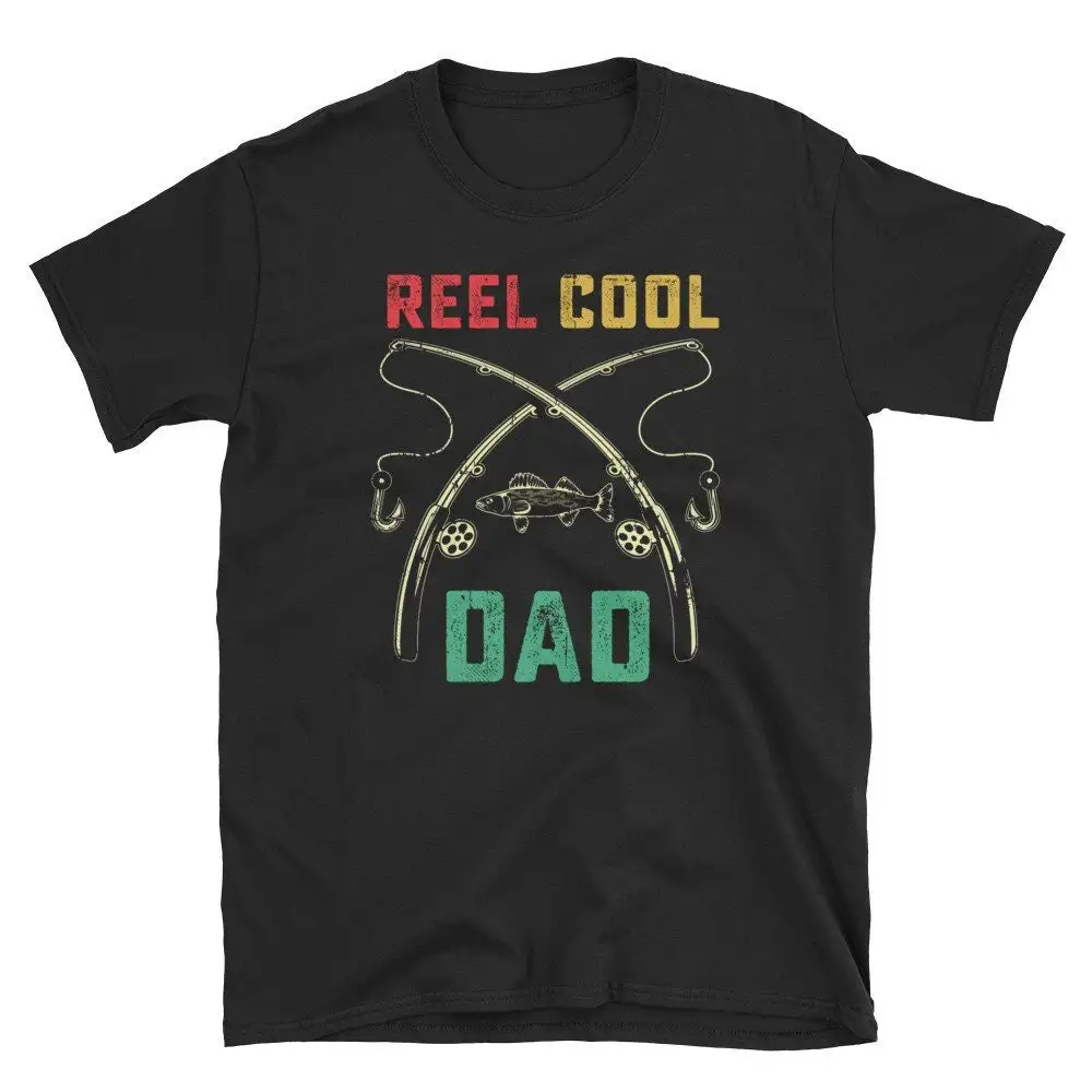 Reel Cool Dad T Shirt Fishing s Fisherman Fishermen Rod Pole Retro