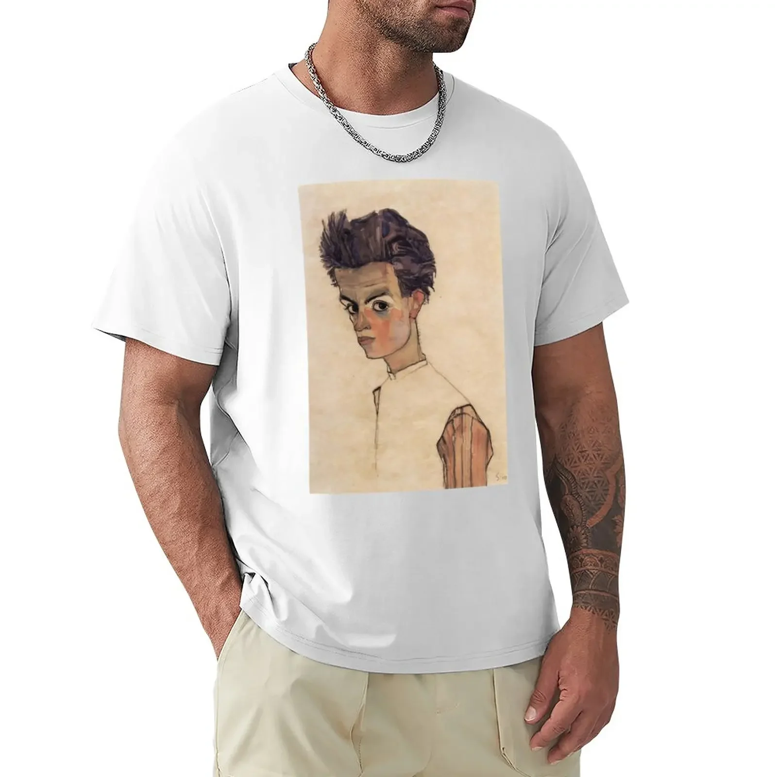 original painting by Egon Schiele 1890 - 1918, Egon Schiele Prints T-Shirt customs blacks men workout shirt