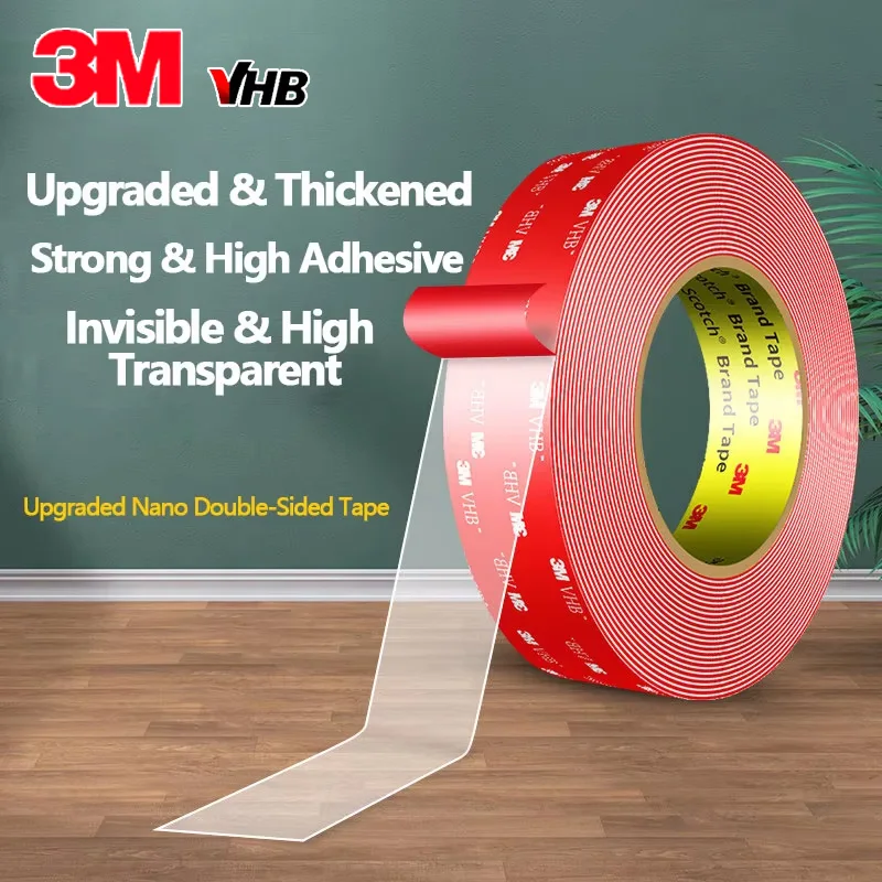3M Clear Nano Double Sided Tape Heavy Duty Invisible Waterproof Adhesive Patch for Car Mount Photo Wall Household Paste
