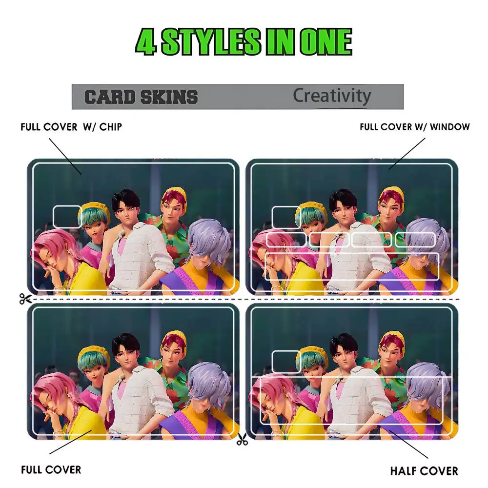 ملصقات S-Saja Boys لخصم الائتمان والخصم والبنك وبطاقة شحن الحافلة المترو المقاومة للماء لتزيين الملصقات