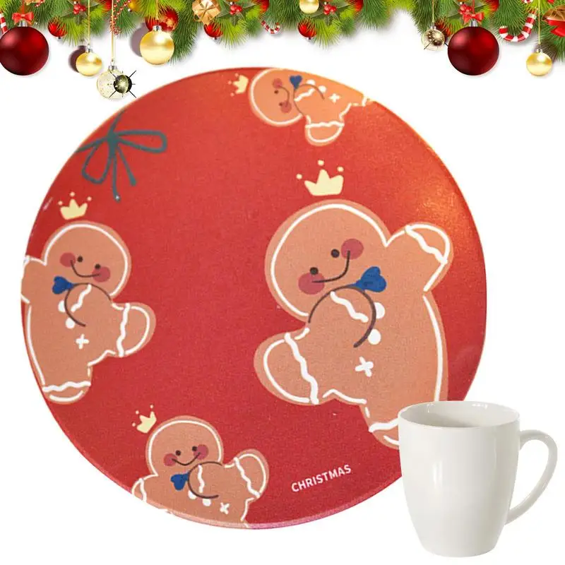 Cute Christmas Coasters Christmas Cup Coasters Winter 3.9 Inch Diatomite Non-Slip Cup Mats For Table Protection For Coffee Table