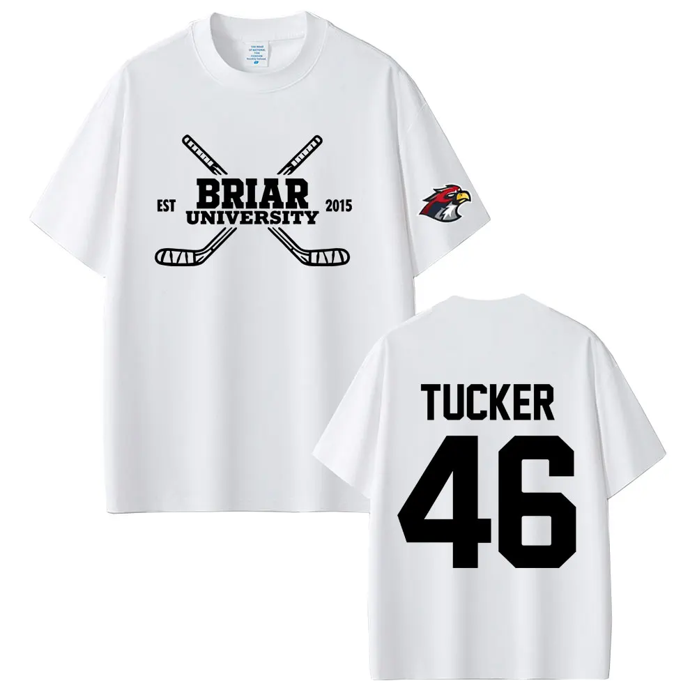 

Off Campus Briar University Tucker 46 Graphic T-shirt Men Women Hip Hop Hockey Oversized T-shirts Unisex Casual Cotton T Shirts