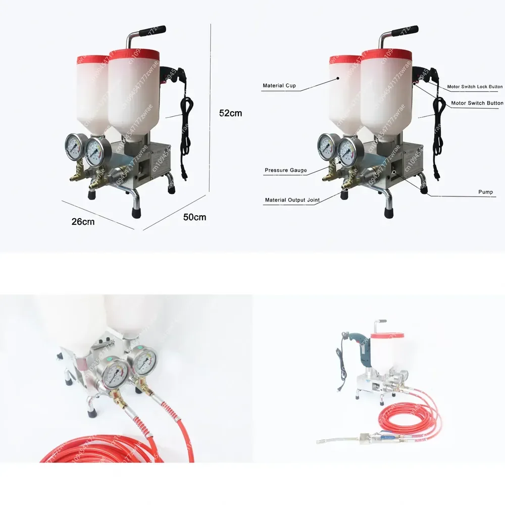 High Pressure Injection Grouting Pump 850W/220V Two Component Liquid Epoxy Foaming Machine