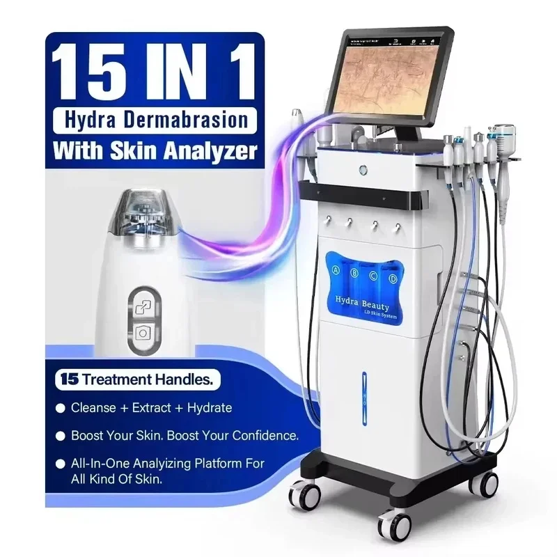 15-in-1 Hydro Deep Cleansing Machine Water Analyzer Facial Care Device Skin Care Tool for Home Use-A6