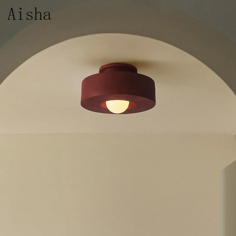 

Nordic Entrance Resin Ceiling Lights Corridor Dressing Rooms Balconies Lamp Bedrooms Wabi-sabi Decorative Lighting Fixtures