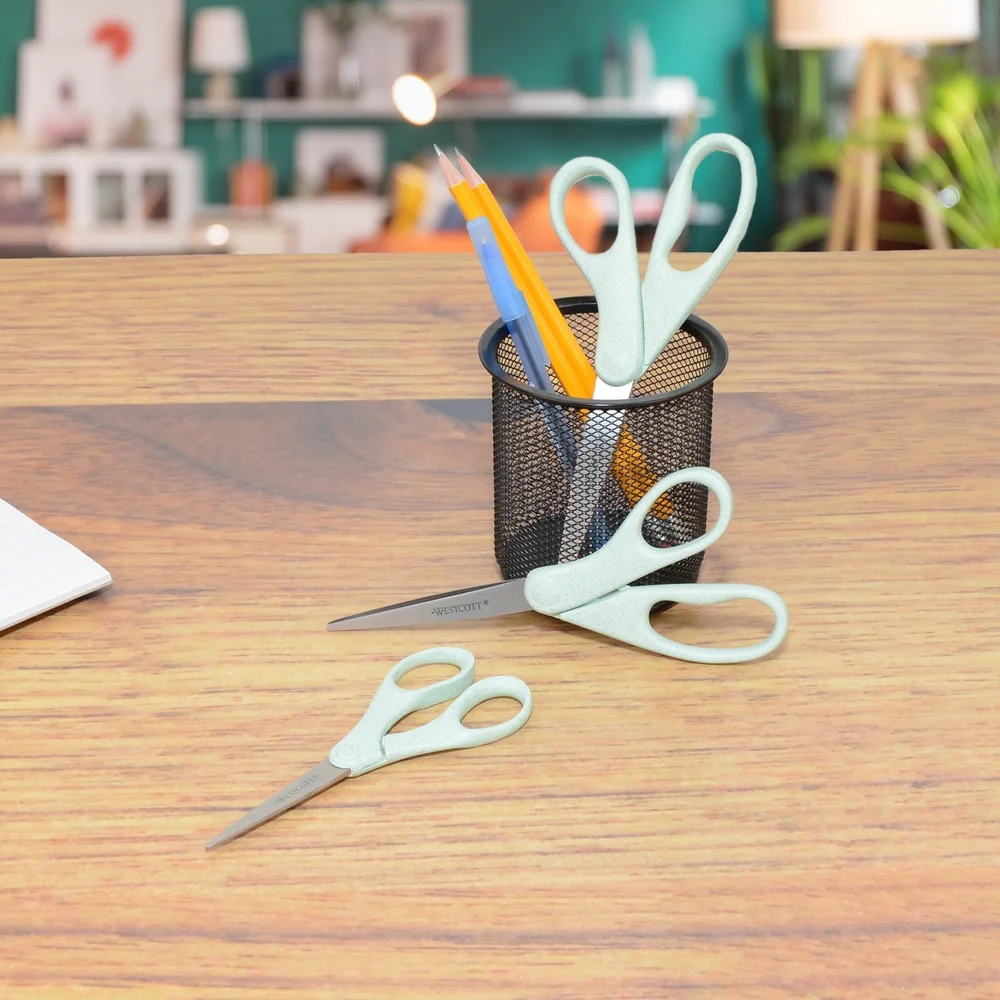 Eco-Friendly Scissors Set 3 Pack Made from Rice Husks Recycled Materials Crafting Cutting Tools Durable Lightweight