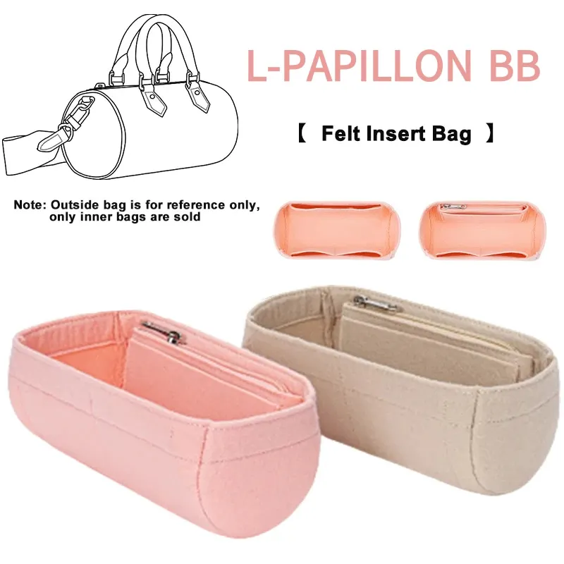 For PAPILLON BB Felt Purse Organizer Insert Bag Handbag Inner Pockets Storage Bag in Bag 1:1 Specially Design