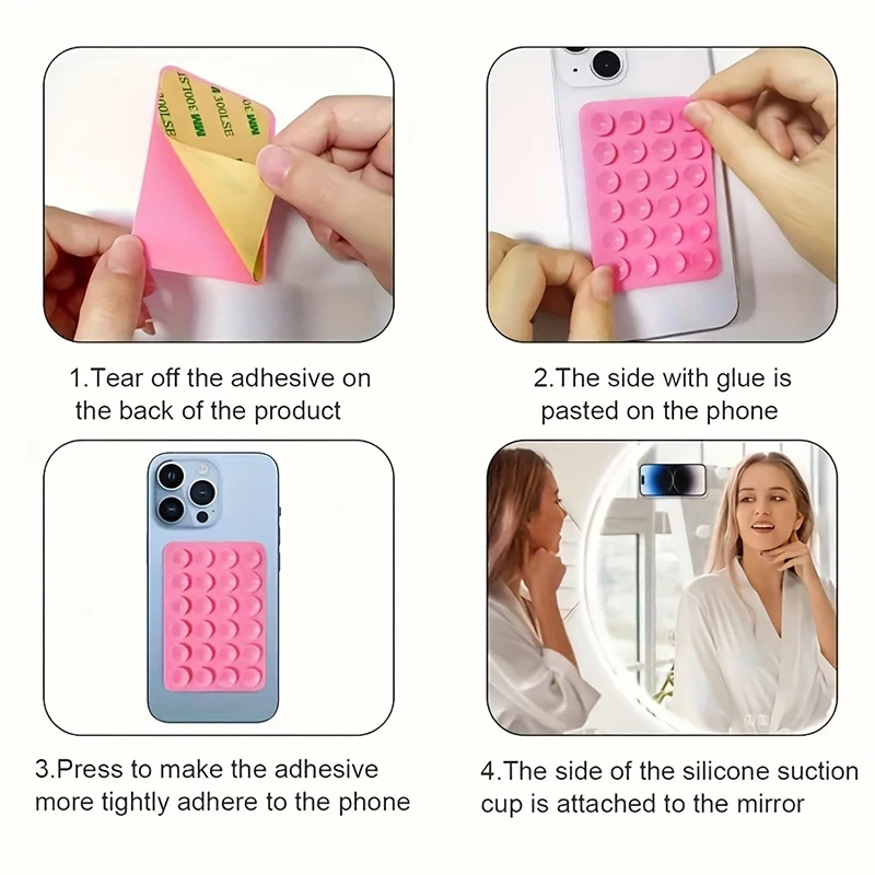 Support de téléphone à aspiration en Silicone, tapis mural multifonctionnel à ventouse, antidérapant, simple face, autocollants de montage pour boîtier, 3/6/12 pièces