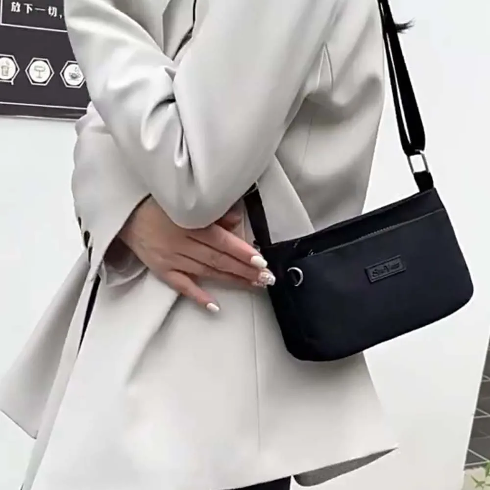 

Adjustable Strap Nylon Square Bag Japanese Style Solid Color Large Capacity Shoulder Bag Portable Texture Casual Women Pouch