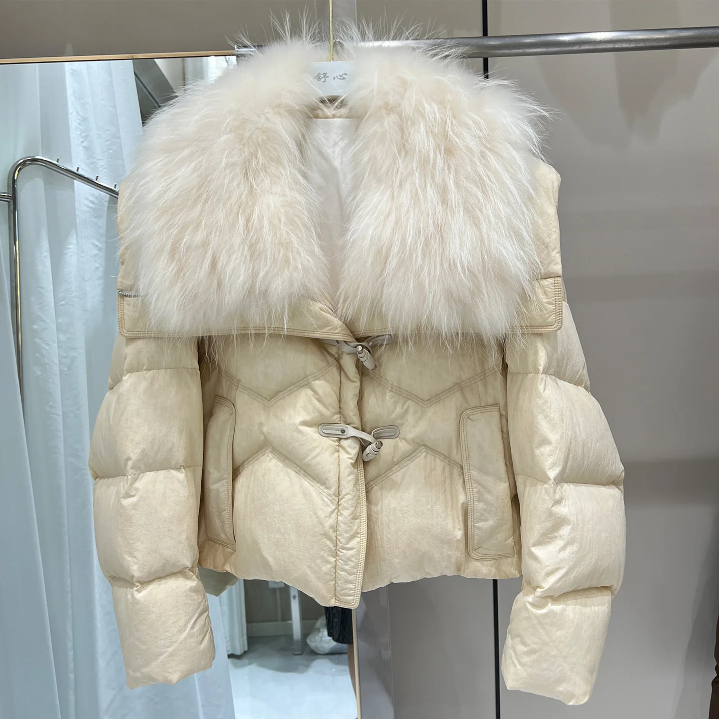 2026 inverno novo feminino 90% pato branco para baixo casaco engrossado quente grande gola de lã para baixo jaqueta acolchoada pato para baixo pele neve parka