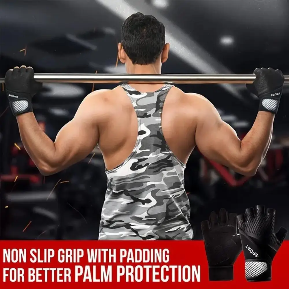 Fitness halve vingerhandschoenen heren en dames polsbeschermer sport halter rijden antislip horizontale balk oefening training