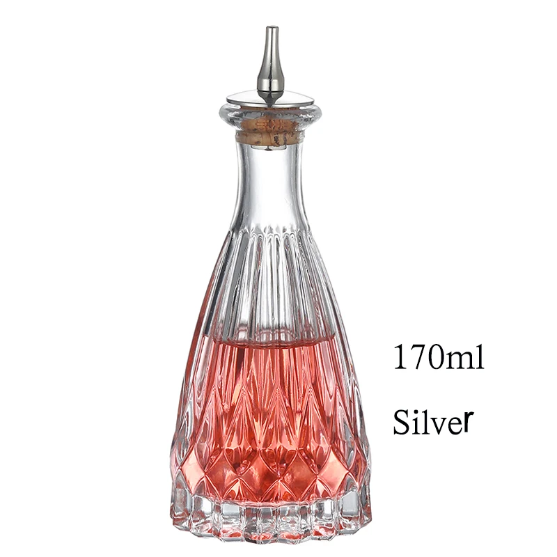Cocktail Bitters Bottle - Vintage Glass Design with Cork and Stainless Steel Dasher Top -Professional Bar Set Accessory Tool