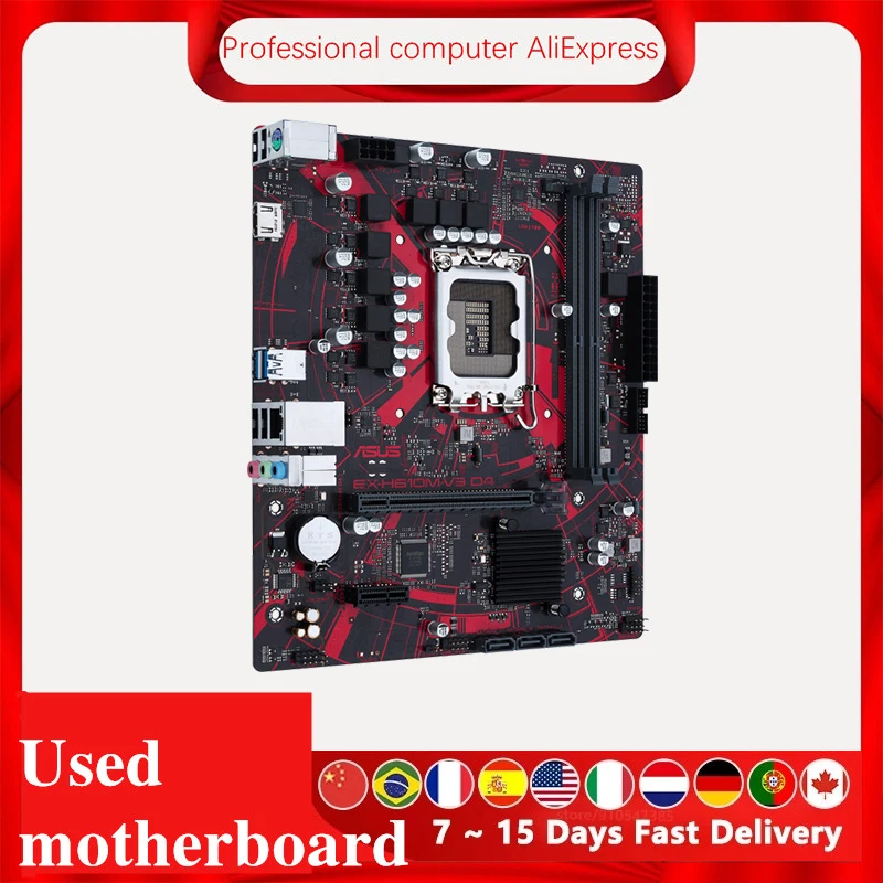 Used For Asus EX-H610M-V3 D4 H610M-V3 Original Desktop For Intel H610 DDR4 Motherboard LGA 1700 Support 12400F 12400 i3 12100F