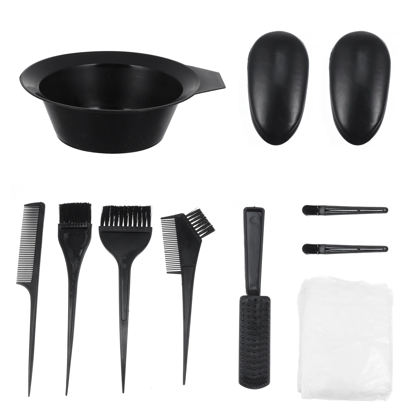 

11 Pcs/set Directions Hair Dye Color Household Dyeing Tools Salon Clips Black Pp Mixing Kit