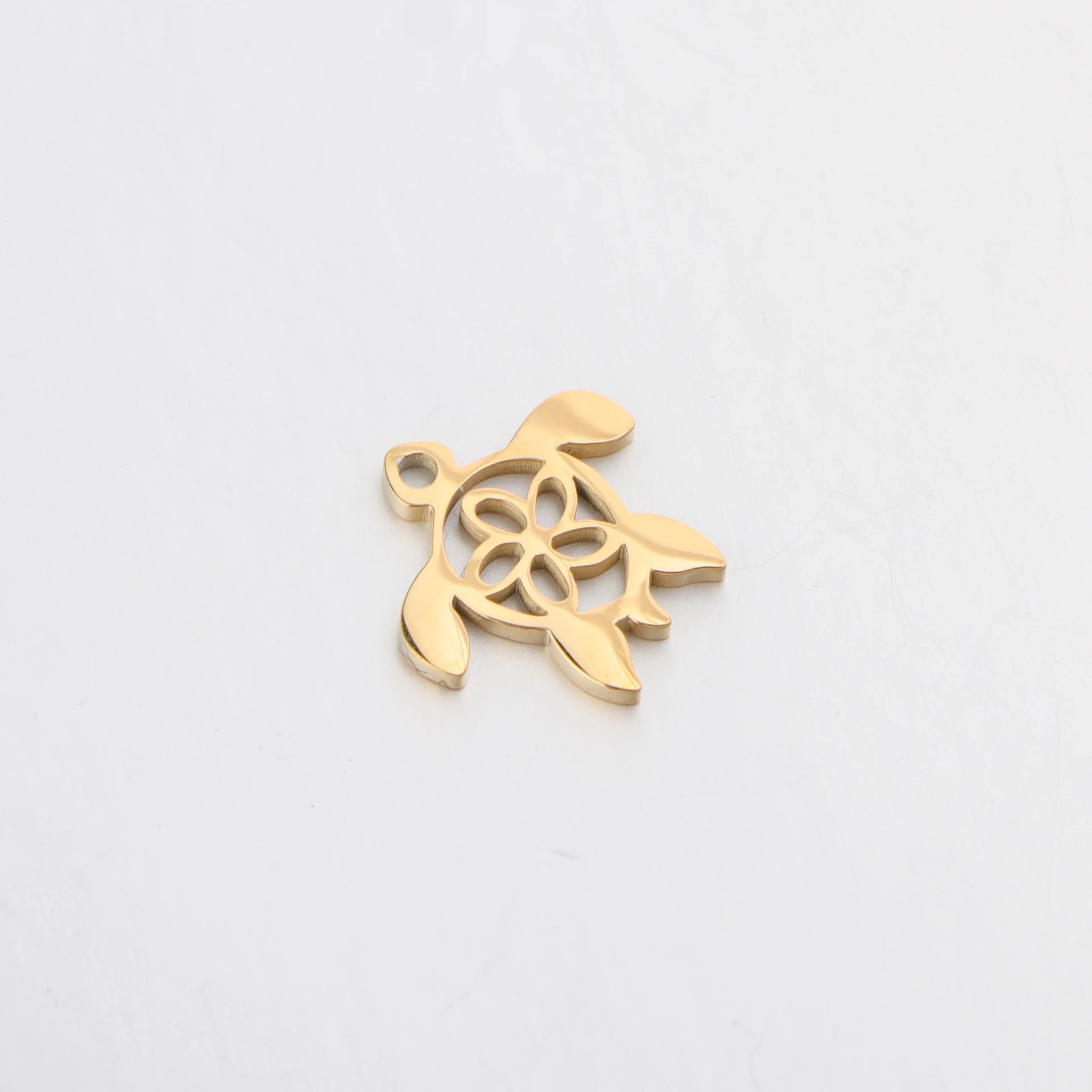 20 قطعة/الوحدة مرآة مصقولة الفولاذ المقاوم للصدأ السلحفاة سحر الجوف الزهور السلاحف قلادة DIY بها بنفسك صنع المجوهرات الملحقات