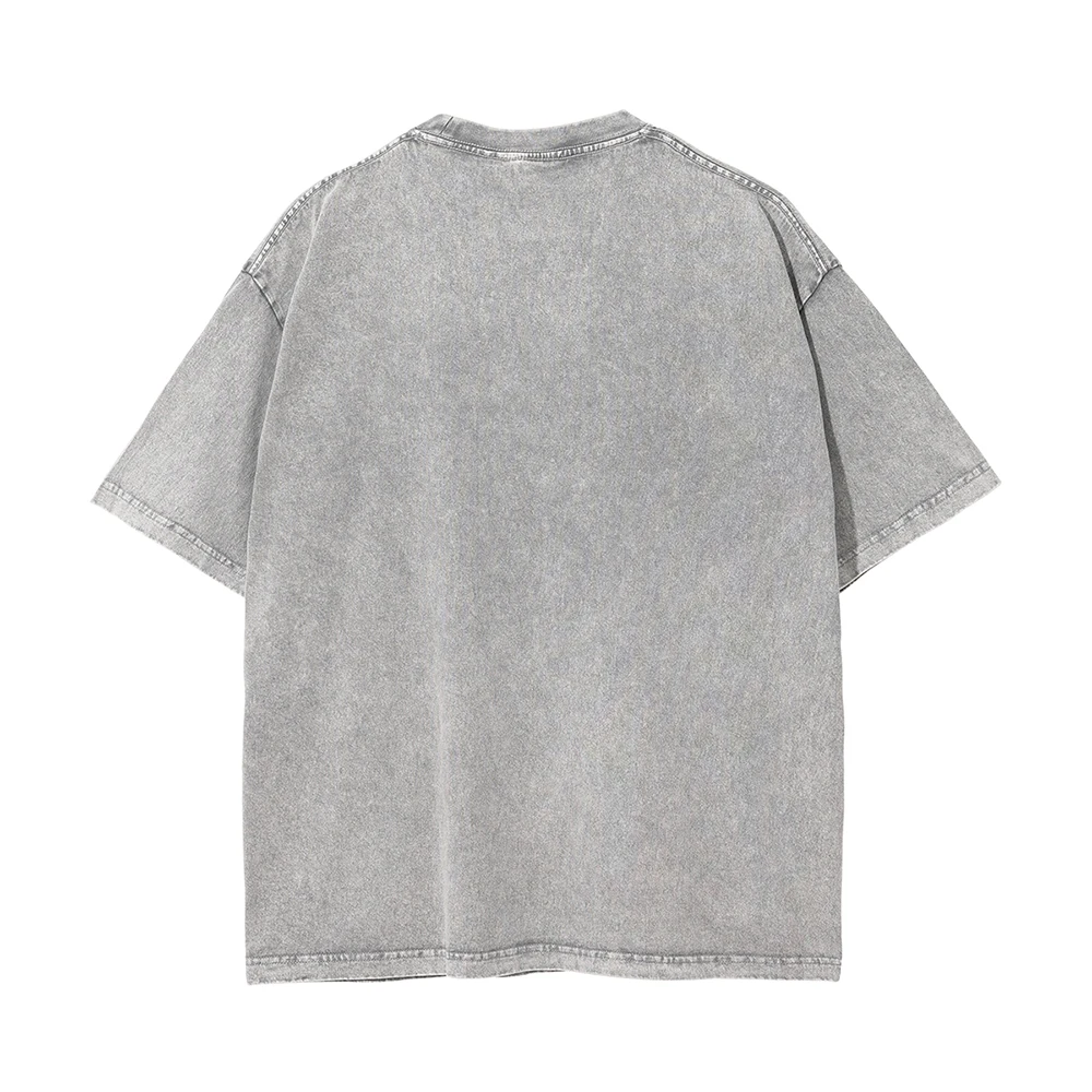 Print Vintage Washed Retro T-shirt For Men Oversized Y2k Punk Short Sleeve Goth Tees Women T Shirts Streetwear Cotton Tops