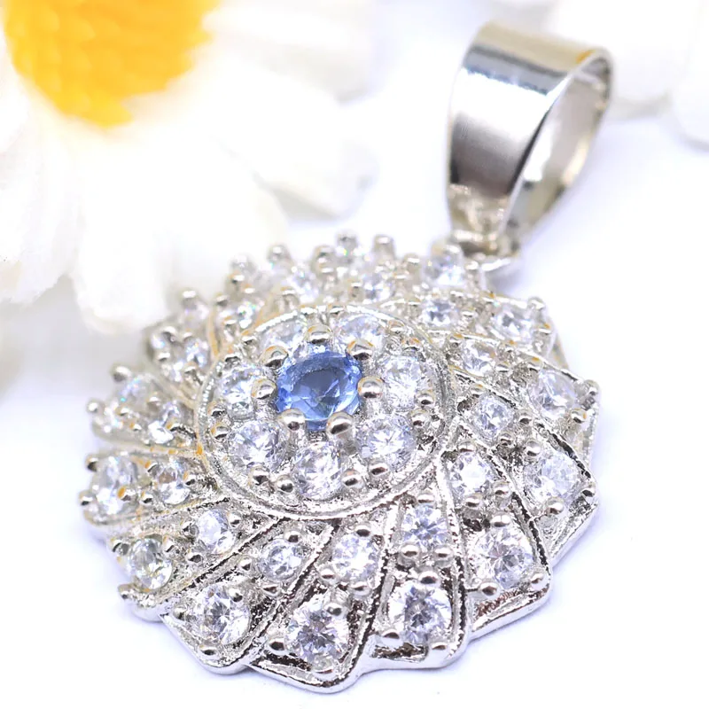 Buy 4 Get 1 Free 28x18mm Romantic White Sapphire Violet Tanzanite White CZ Woman's Gift Silver Plated Pendant